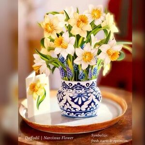Daffodil Narcissus Floral 3D Pop up Greeting Card & Home Decor